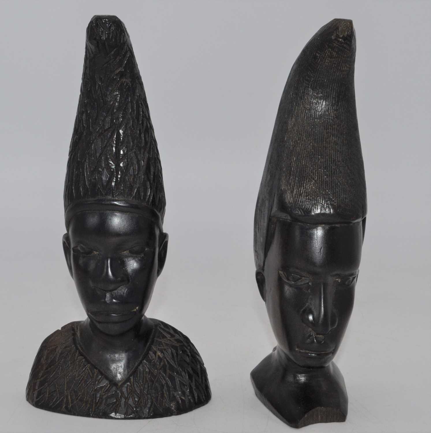 Lot 189 - Two Benin carved hardwood head and shoulder...