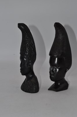 Lot 189 - Two Benin carved hardwood head and shoulder...