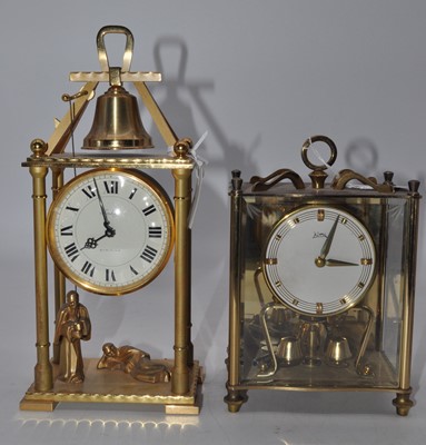 Lot 221 - A 20th century Imhof brass cased mantel clock,...