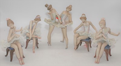 Lot 243 - A collection of five Lladro porcelain figures...