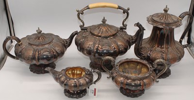 Lot 275 - A Victorian silver plated five-piece tea and...