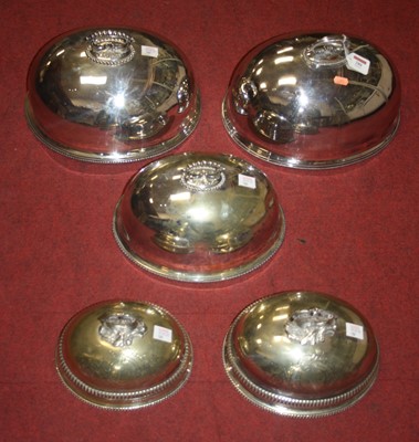 Lot 280 - A collection of five silver plated meat...