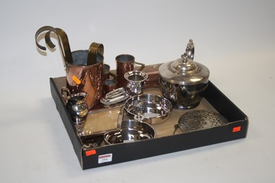 Lot 294 - A box of metalware, to include a silver plated...