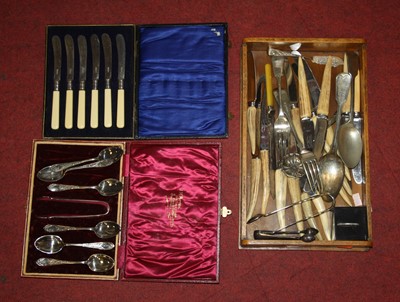 Lot 245 - A collection of mixed plated flatware, to...