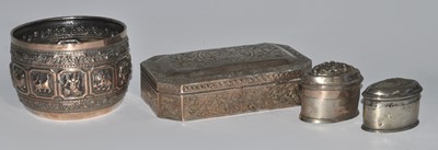 Lot 2450 - A white metal alloy sirih (betel) box, of...