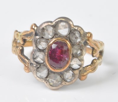 Lot 2507 - A yellow and white metal, ruby and diamond...