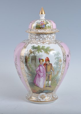 Lot 2107 - A 20th century Dresden porcelain vase and...