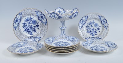 Lot 2106 - A late 19th century Meissen blue onion pattern...