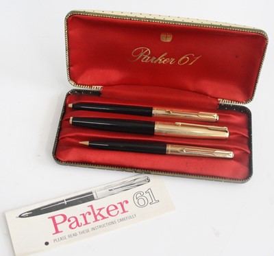 Lot 126 - A cased Parker 61 fountain pen, ballpoint pen...