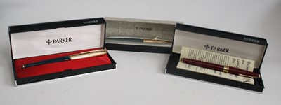 Lot 128 - Two cased Parker 61 fountain pens, one in teal...