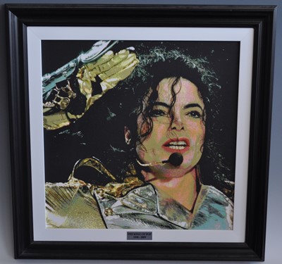 Lot 1273 - Michael Jackson, a portrait print with plaque...