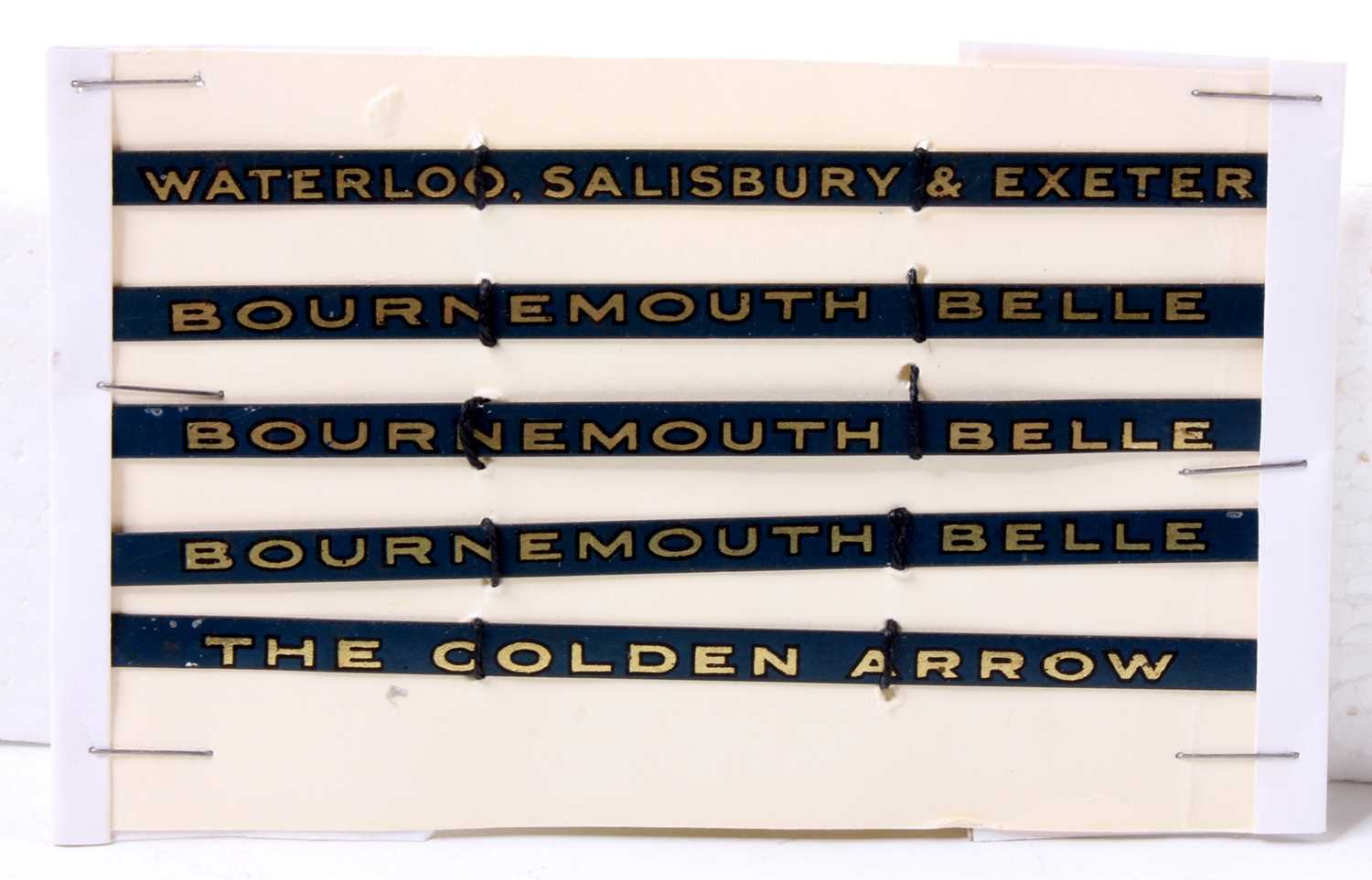Lot 162 - Five Hornby Train Name Boards: all blue with...