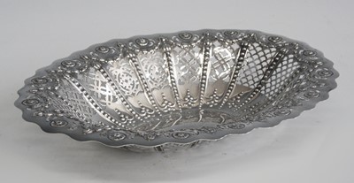 Lot 2168 - A late Victorian silver basket, of shaped oval...