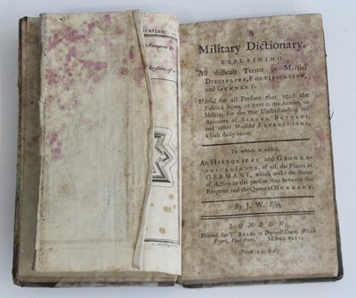 Lot 674 - J.W. Esq: A Military Dictionary. Explaining...