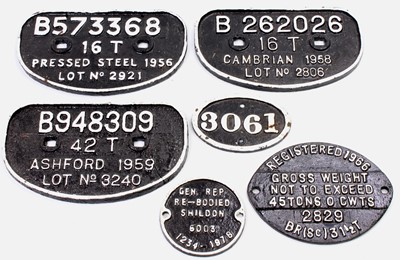 Lot 83 - A collection of various wagon and works plates,...