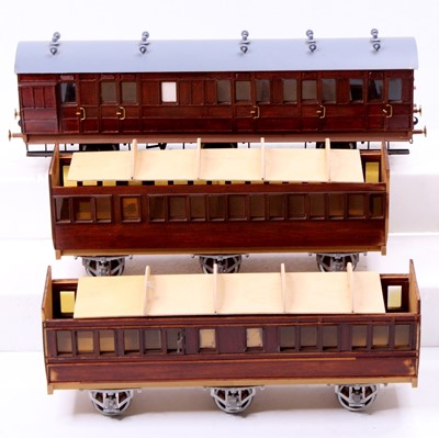 Lot 258 - Three 10mm scale gauge 1 wooden and brass kit...