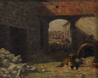 Lot 2542 - George Thomas Rope (1845-1929) - Farmyard with...