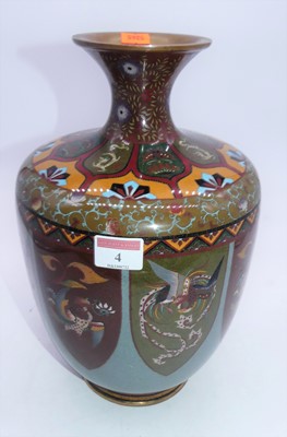 Lot 4 - A Japanese cloisonne vase having a flared rim...
