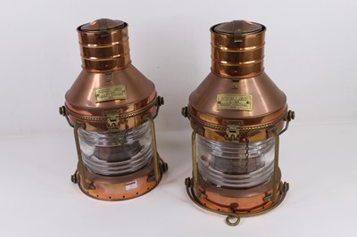 Lot 7 - A pair of copper ships lanterns, each bearing...