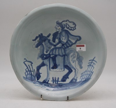 Lot 8 - A 17th century Delft charger, underglazed blue...