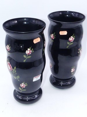 Lot 12 - A pair of Victorian vases each of wavy...