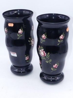 Lot 12 - A pair of Victorian vases each of wavy...