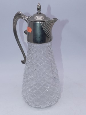 Lot 39 - A claret jug, having a hobnail cut glass body...