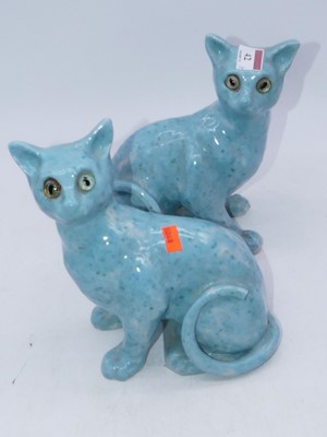 Lot 42 - A pair of Galle style cats, each modelled in...