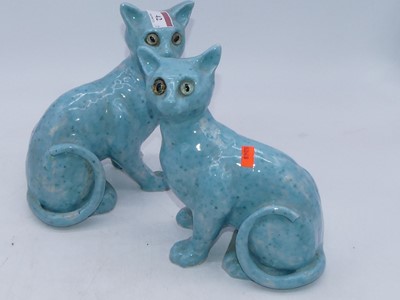 Lot 42 - A pair of Galle style cats, each modelled in...