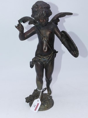 Lot 44 - An early 20th century spelter figure of cupid...