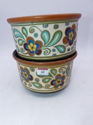 Lot 60 - A pair of Dutch Gouda pottery bowls, decorated...