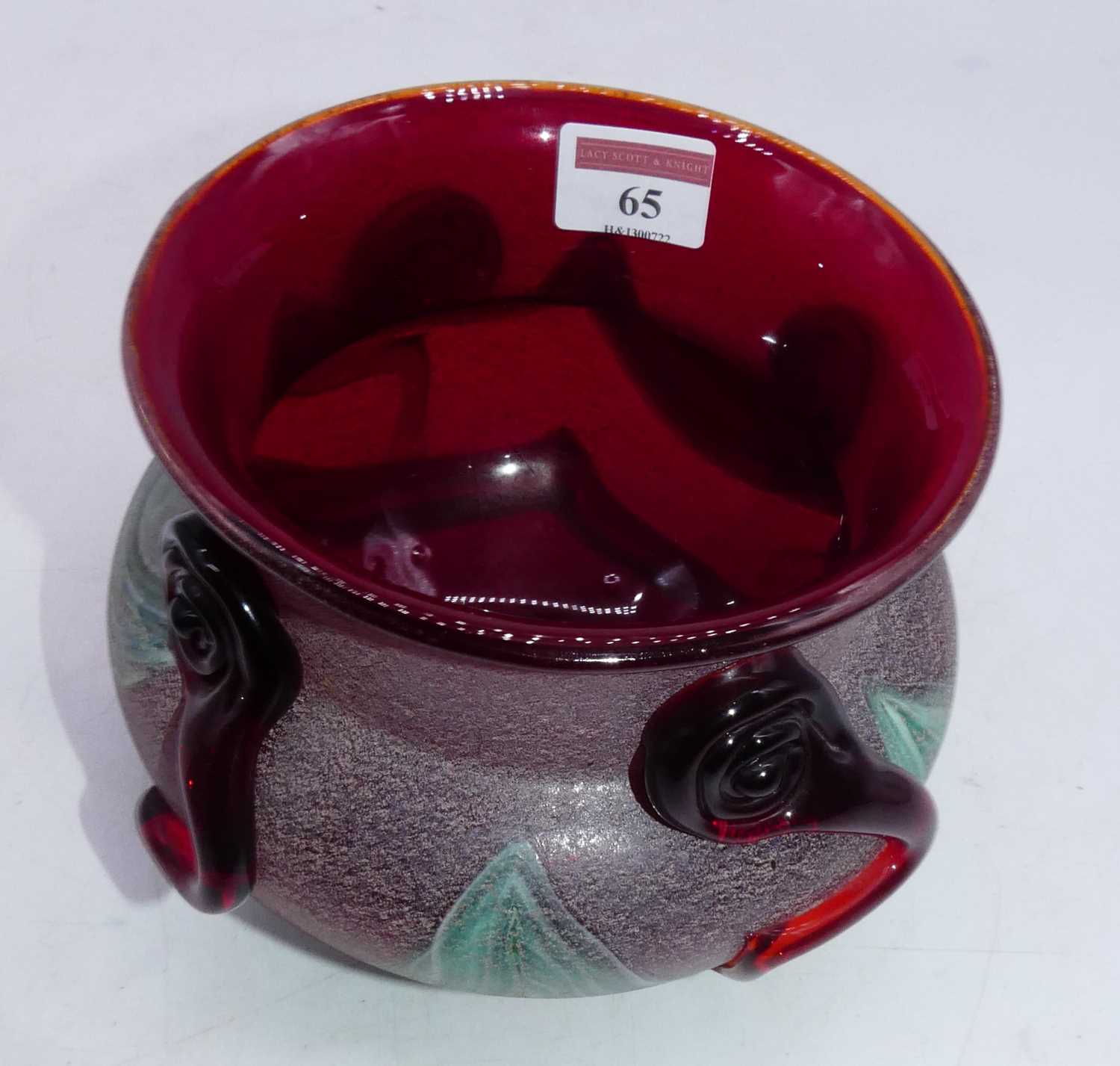 Lot 65 - A 20th century red tinted art glass vase, of...