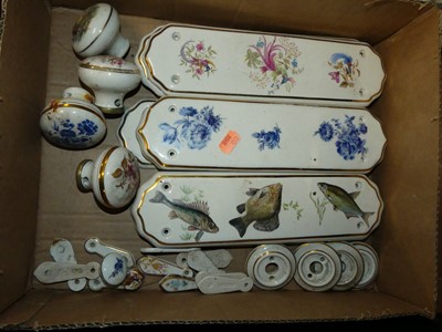 Lot 80 - A box of Victorian and later ceramic door...
