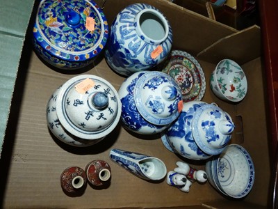 Lot 82 - A box of assorted Oriental ceramics, to...