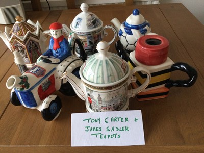 Lot 94 - Two boxes of assorted novelty teapots, to...