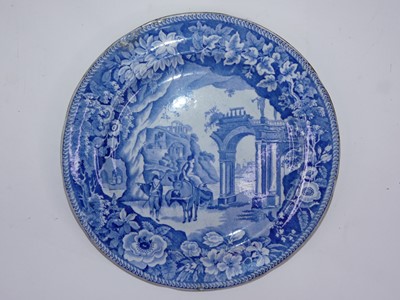 Lot 126 - A 19th century blue and white dish, transfer...