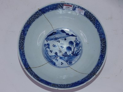 Lot 158 - A large Chinese export bowl, the centre...