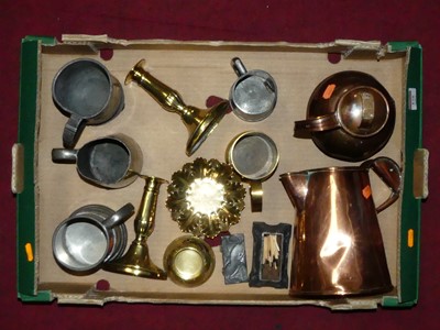 Lot 175 - A box of miscellaneous metalware, to include a...