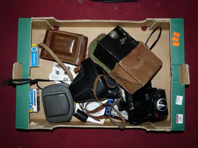 Lot 180 - An Ensign Selfix 820 camera, with various...