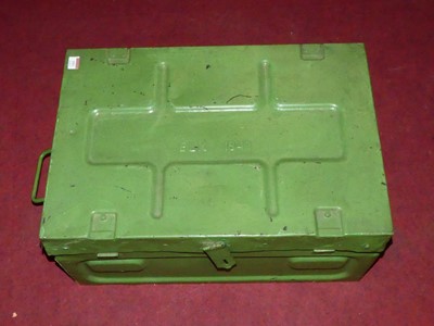 Lot 193 - A WWII green painted military trunk, dated 1943