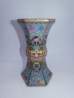 Lot 229 - A reproduction Chinese vase, of hexagonal gu...