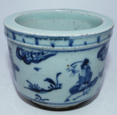Lot 244 - A Chinese export stoneware cup, underglaze...