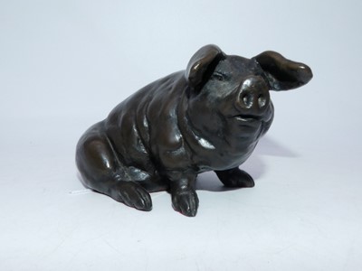 Lot 270 - David Selby - a bronzed resin model of a sow,...