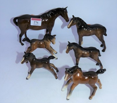 Lot 276 - A collection of six various Beswick ponies and...
