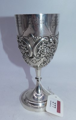Lot 277 - An Edwardian silver trophy goblet having a...