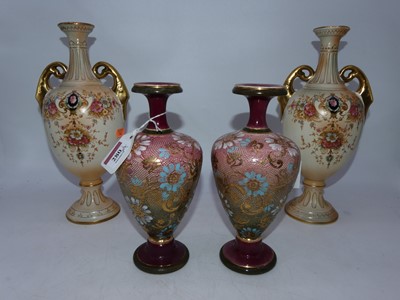 Lot 280 - A pair of late Victorian Royal Doulton vases,...