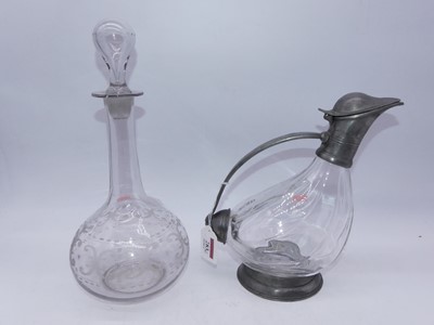 Lot 283 - A continental novelty clear glass claret jug...
