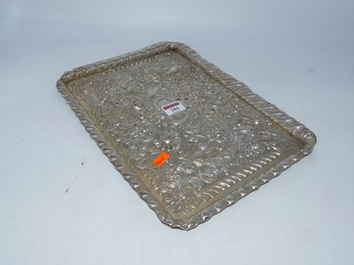Lot 284 - An Edwardian silver tray of rectangular form...