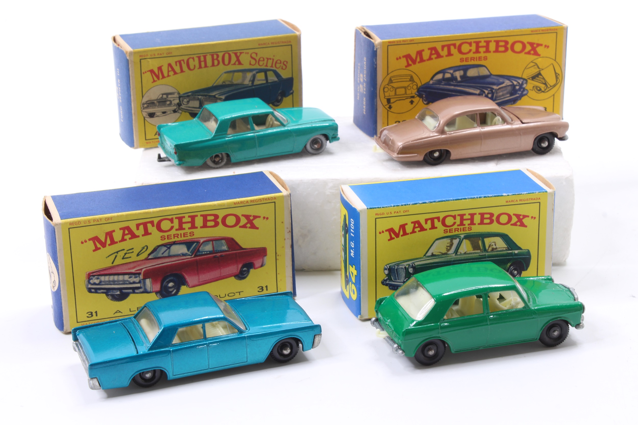 8pc Matchbox Lesney Vtg Cars in newest Box