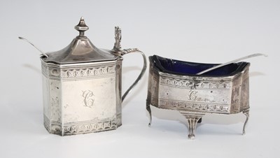 Lot 2142 - A George III silver two-piece cruet set,...
